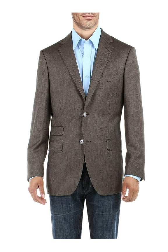 DTI BB Signature Men's Dress Suit Jacket Two Button Birdseye Modern Fit Blazer Taupe