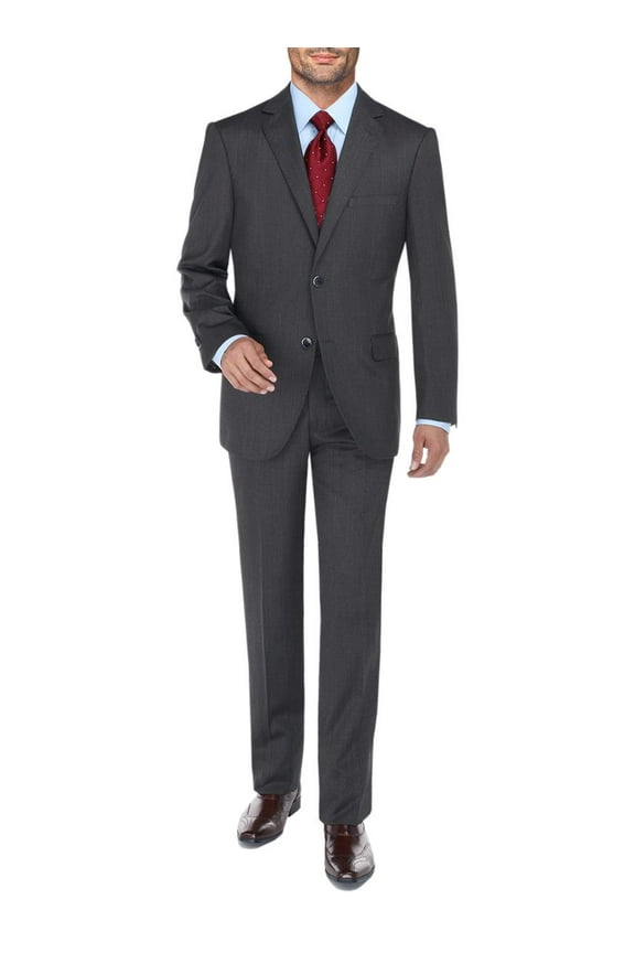 DTI BB Signature Men's Suit 2 Button 2 Piece Jacket Plaid Pant Modern Fit Suits Charcoal