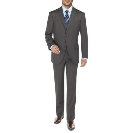DTI BB Signature Men's Suit 2 Button 2 Piece Jacket Plaid Pant Modern Fit Suits Gray