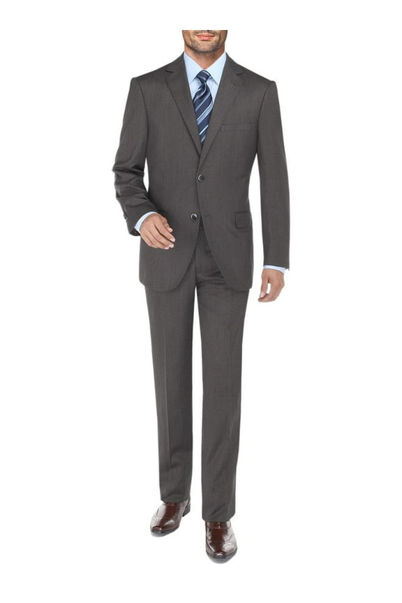 DTI BB Signature Men's Suit 2 Button 2 Piece Jacket Plaid Pant Modern Fit Suits Gray