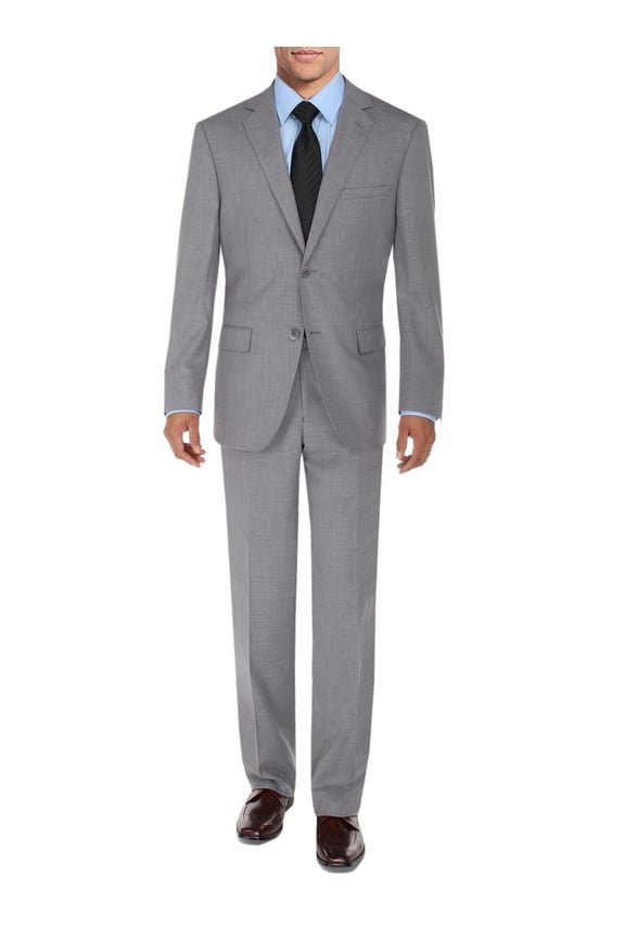 DTI BB Signature Men's Suit 2 Button Modern Fit Side Vent Jacket Flat Front Pant Grey