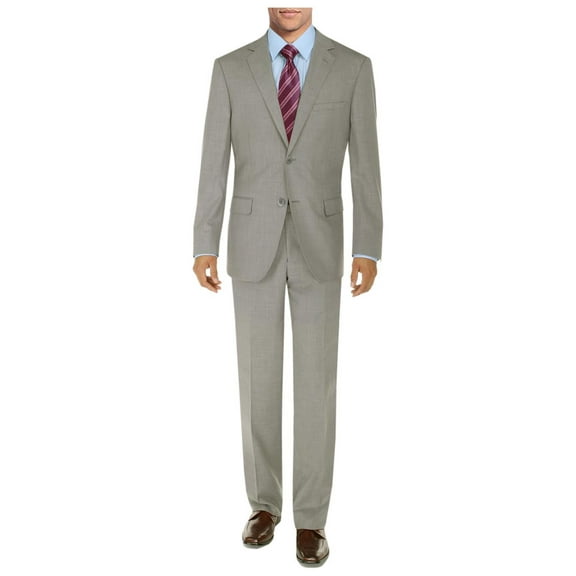 DTI BB Signature Men's Suit 2 Button Modern Fit Side Vent Jacket Flat Front Pant Sand