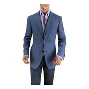 DTI BB Signature Mens Two Button Linen Blazer Modern Fit Jacket Blue Check