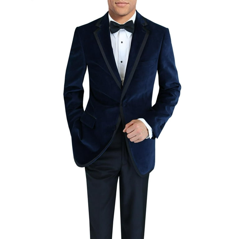 Light Blue Tuxedo Slim Fit Peak Lapel with Button Chain 3-Piece Set, 46L Coat - 40 Waist