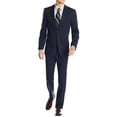 thumbnail image 1 of Mens Ticket Pocket 2-piece Dark Blue Wool Modern Fit Suit, 1 of 5