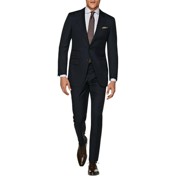 Mens Ticket Pocket 2-piece Black Wool Modern Fit Suit DTI