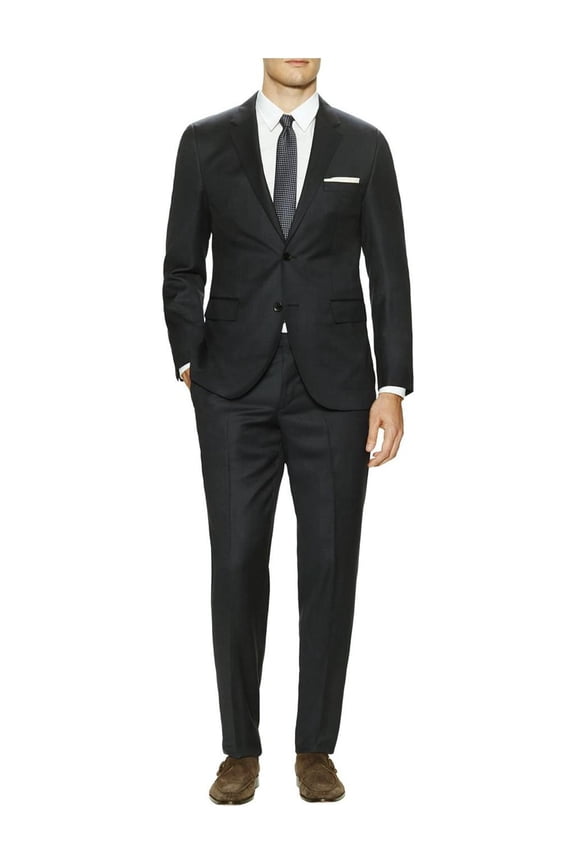 DTI GV Executive Men's Suit Two Button 2 Piece Modern Fit Jacket Pants Birdseye Charcoal