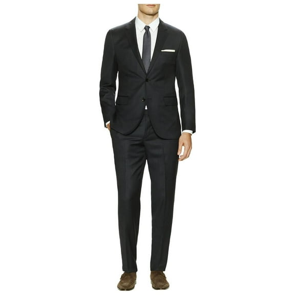 DTI GV Executive Men's Suit Two Button 2 Piece Modern Fit Jacket Pants Birdseye Charcoal