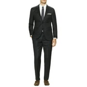DTI GV Executive Mens Suit Two Button 2 Piece Modern Fit Jacket Pants Birdseye Charcoal