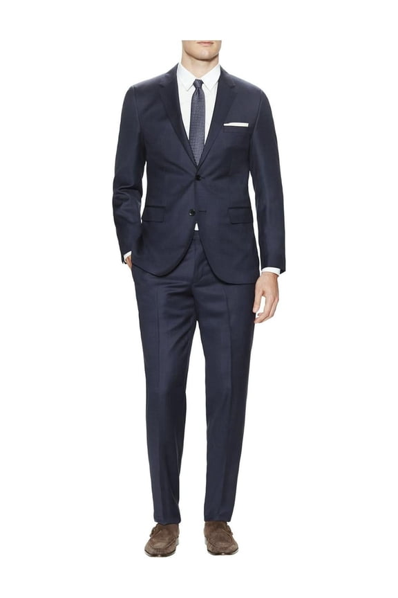 DTI GV Executive Men's Suit Two Button 2 Piece Modern Fit Jacket Pants Birdseye French Blue