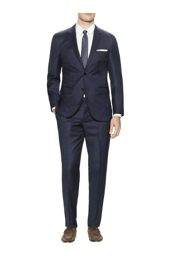 DTI GV Executive Men's Suit Two Button 2 Piece Modern Fit Jacket Pants Birdseye French Blue