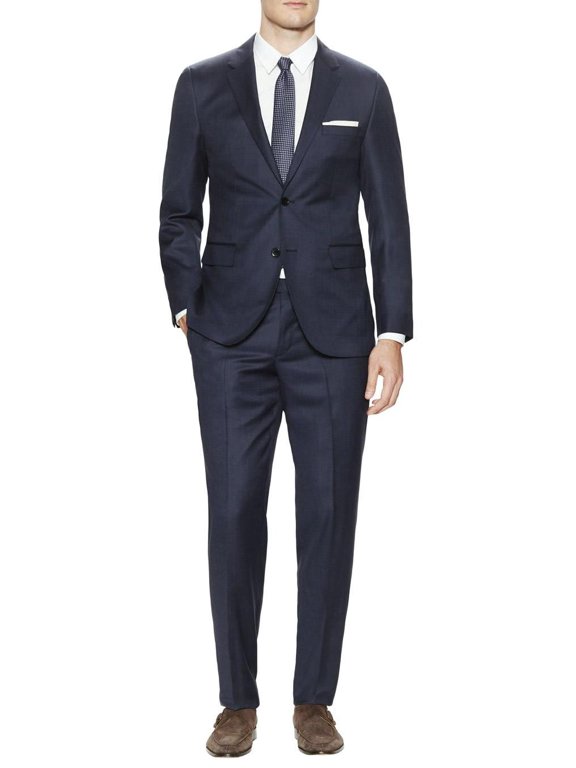 DTI GV Executive Men's Suit Two Button 2 Piece Modern Fit Jacket Pants Birdseye French Blue