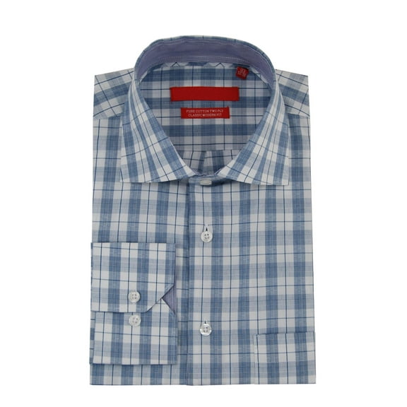 Mens White Blue Shirt DTI DARYA TRADING GV Executive Check