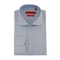 thumbnail image 1 of DTI GV Executive Mens Striped Dress Shirt Cotton Spread Collar Barrel Cuff Blue White, 1 of 2