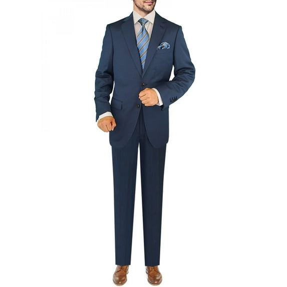 DTI GV Executive Mens Two Button Italian Wool Suit Faint Herringbone 2 Piece