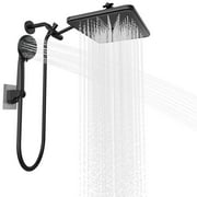 DTIG 12 inch Rain Shower Head, 8-Setting High Pressure Shower Head with Handheld, Shower Bracket and Hose Black