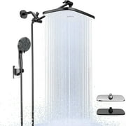DTIG 10-Inch High Pressure Circular Rain Shower Head Combo - Tool-Free Install, 3-Spray Handheld for Low Water Pressure, Anti-Clog Nozzles, Adjustable Metal Arm