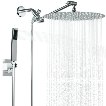 DTIG High Pressure Shower Head 10 inch Rain Shower Head with Handheld and Hose Silver