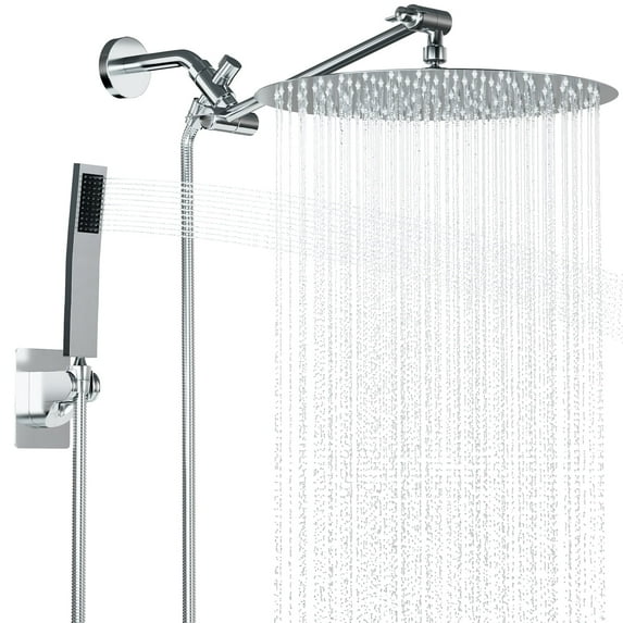 DTIG High Pressure Shower Head 10 inch Rain Shower Head with Handheld and Hose Silver