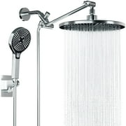 DTIG 3-Setting High Pressure Shower Head 10 inch Rain Shower Head with Handheld and Hose Silver