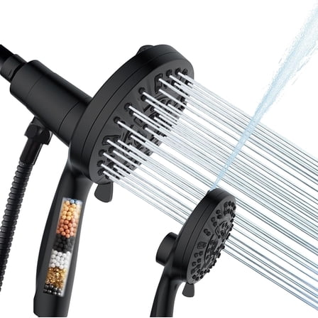 DTIG Filtered Magnetic Shower Head，High Pressure Handheld Showerhead with 10 Spray Modes，Soften Hard Water Remove Chlorine（Black）