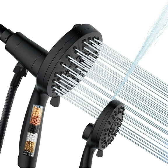 DTIG Filtered Magnetic Shower Head,High Pressure Handheld Showerhead with 10 Spray Modes,Soften Hard Water Remove Chlorine(Black)