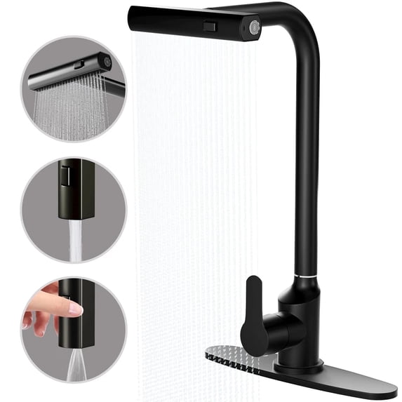 DTIG Kitchen Faucet with Pull-Out Sprayer, Single-Handle Stainless Steel Design, Brushed Nickel Finish, Black
