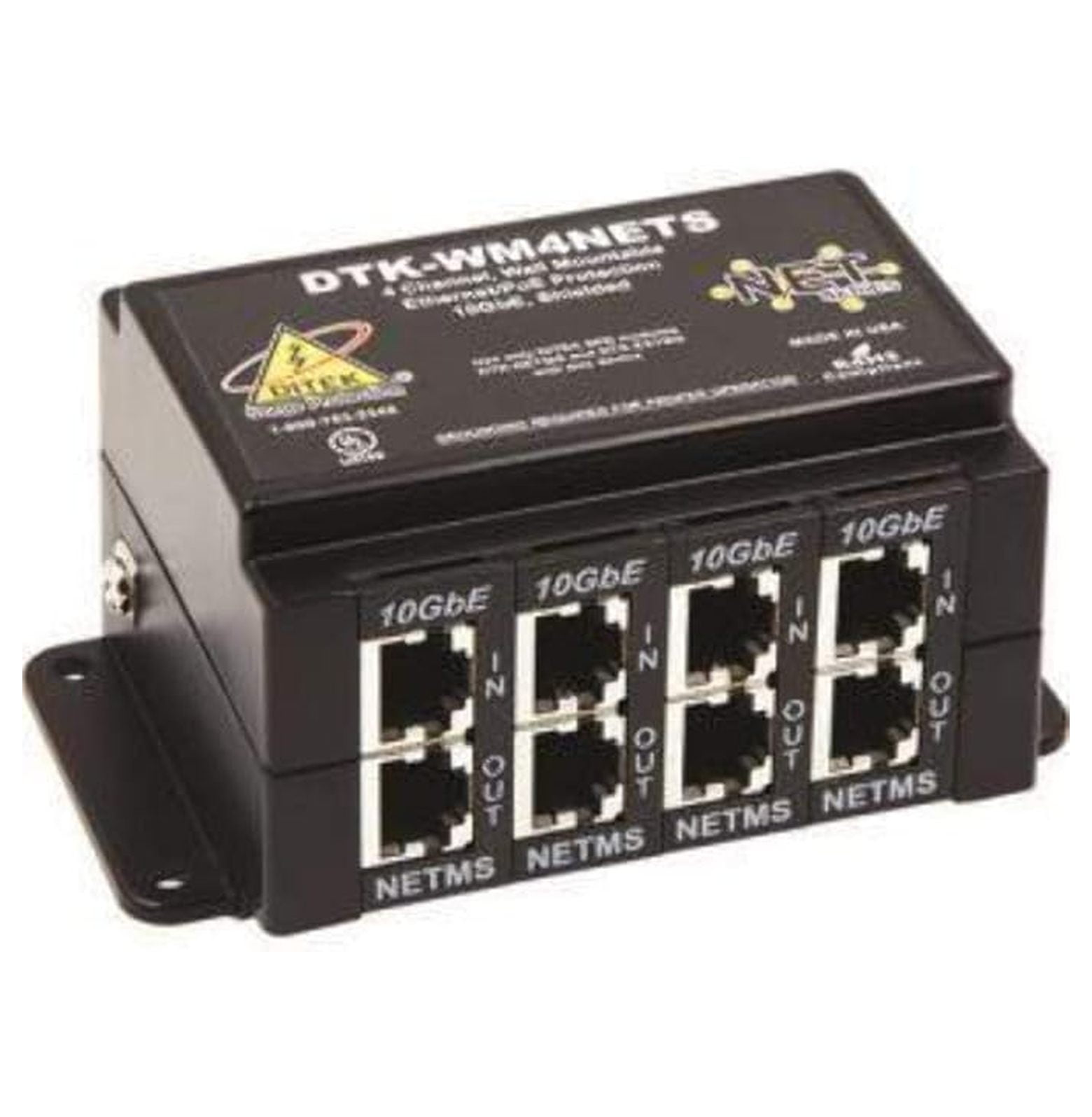 DTK-WM4NETS Wall Mount 4 Channel Network Protector; Uses SAD and GDT ...