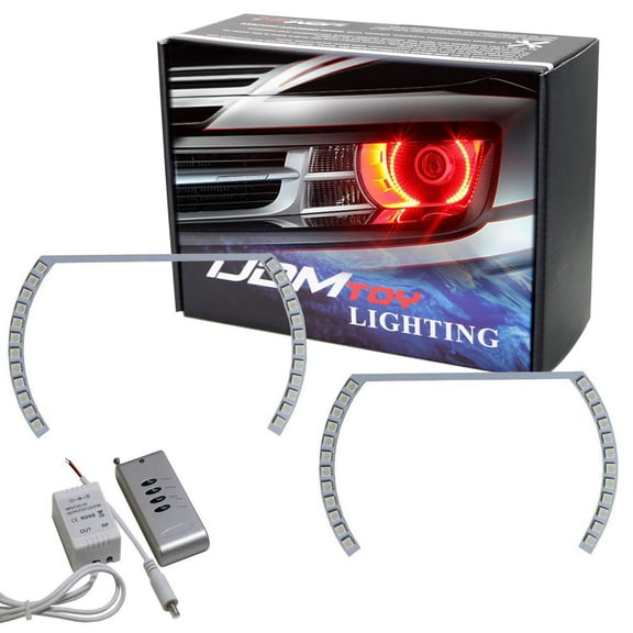 DTM (_) Style 7-Color RGB LED Angel Eye Halo Rings w/Adjustable Setting, For Chevrolet Camaro, Dodge Challenger, Ford Mustang, etc