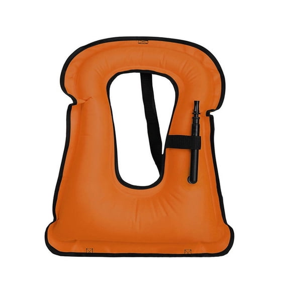 DTOWER Inflatable Snorkel Vest Adult Snorkeling Jackets Free Diving Snorkeling Swimming Safety Load Up to 220 Ibs, Orange