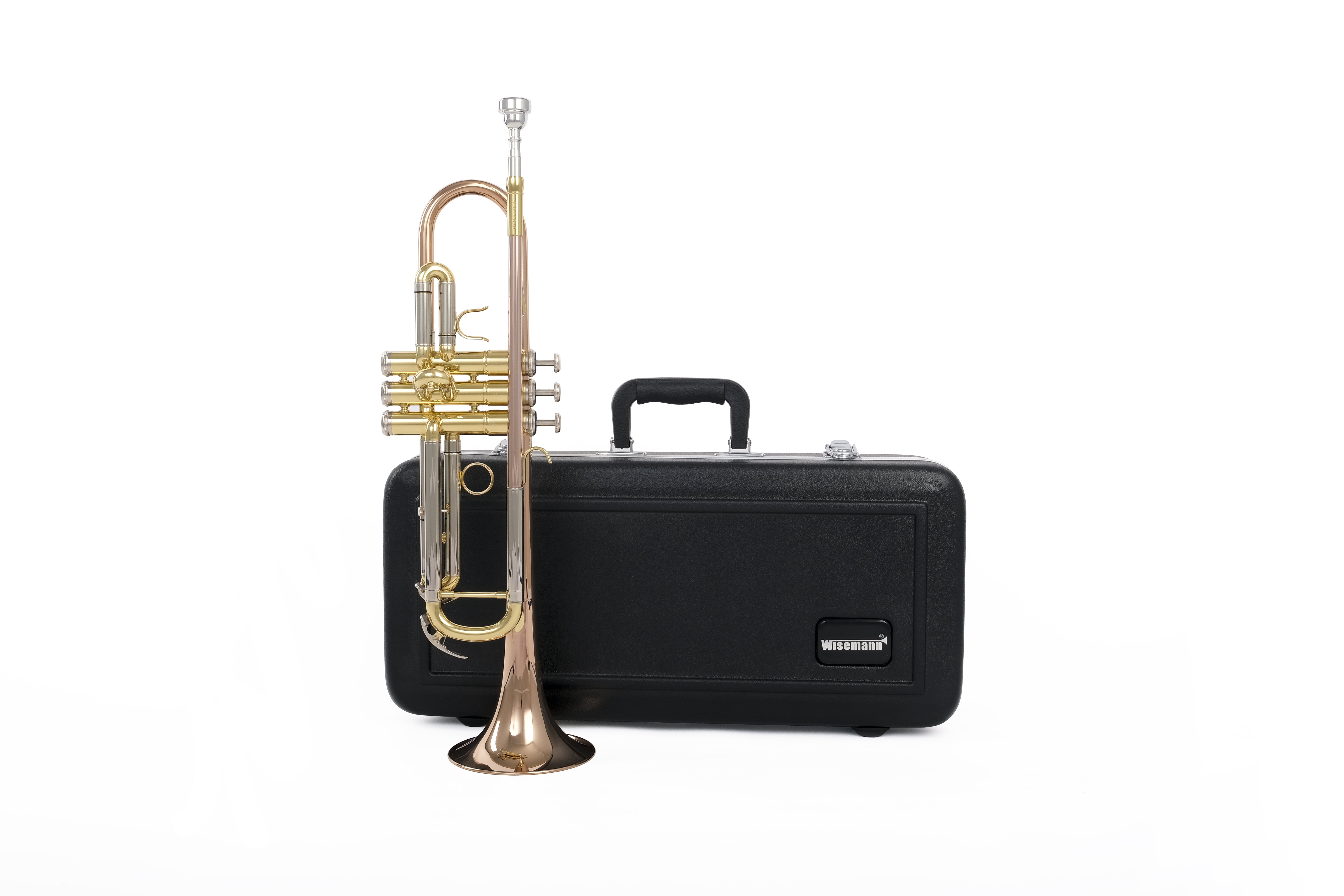 DTR-400 Trumpet, Bb, brass lacquered, rose brass lead pipe and bell, 3 Stainless steel pistons, with ABS or Canvas case