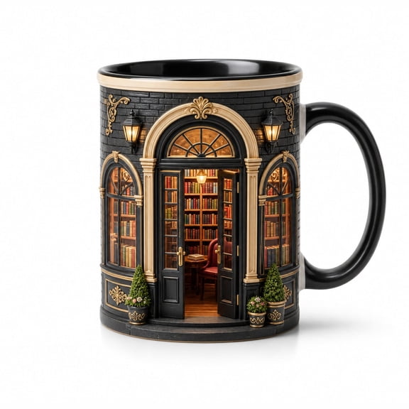 DTS TeeZworld Accent Mug Personalized Bookshelf Pottery Coffee Cup for Readers