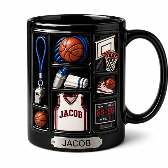 DTS TeeZworld Basketball Mug Personalized Name Ceramic Coffee Cup for Players
