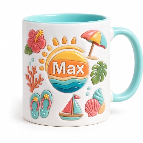 DTS TeeZworld Coffee Mug Personalized Summer Beach Ceramic Custom Name Gift