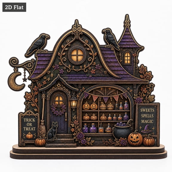 DTS TeeZworld Halloween Bakery Block Personalized Wooden Shelf Decor Gift for Book Lovers