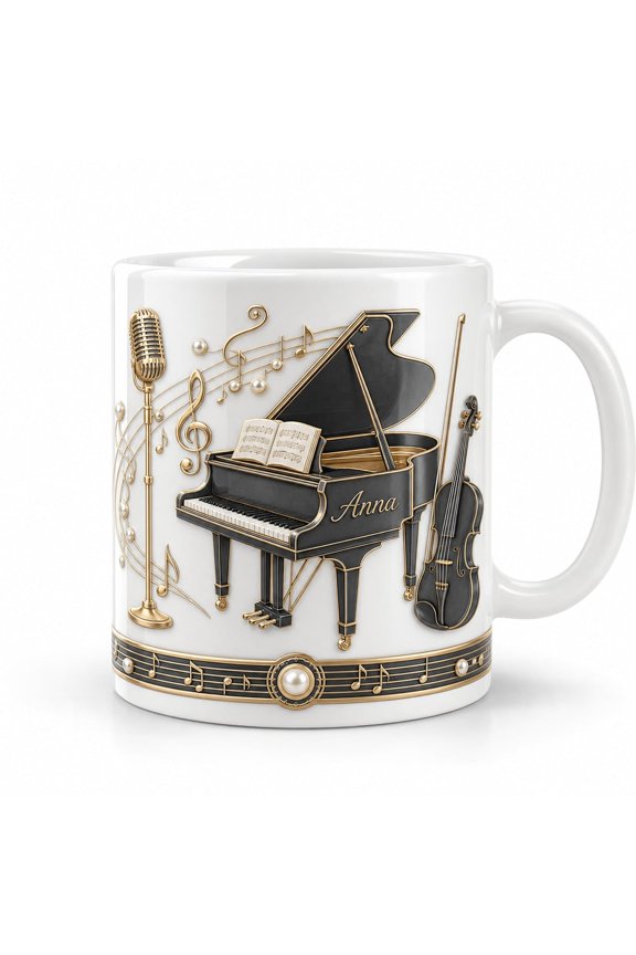 Music Mug Personalized Name Ceramic Drinkware for Music Lovers