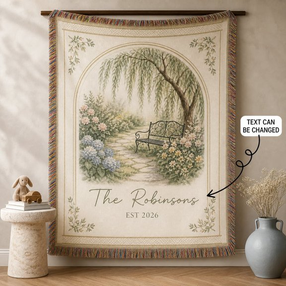 DTS TeeZworld Personalized Big Woven Blanket Personalized Family Willow Tree Blanket Woven Throw Anniversary Gift