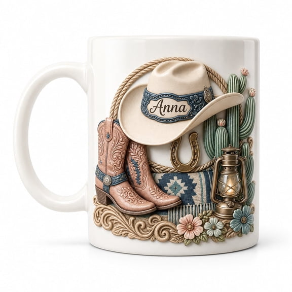 DTS TeeZworld Personalized Cowgirl Mug Ceramic Coffee Cup for Her