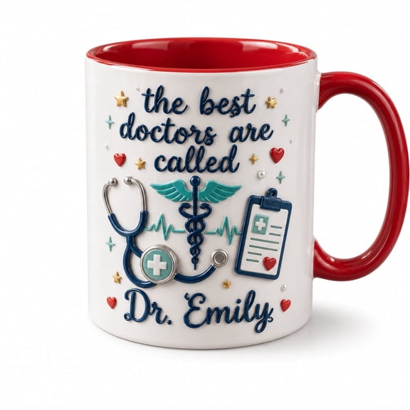 DTS TeeZworld Personalized Doctor Mug Custom Name Ceramic Coffee Cup Medical Gift