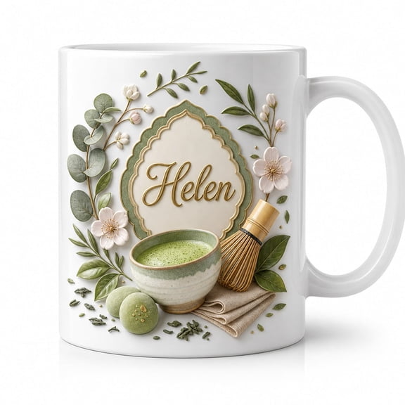 DTS TeeZworld Personalized Matcha Mug Ceramic Custom Name Coffee Cup Tea Lovers