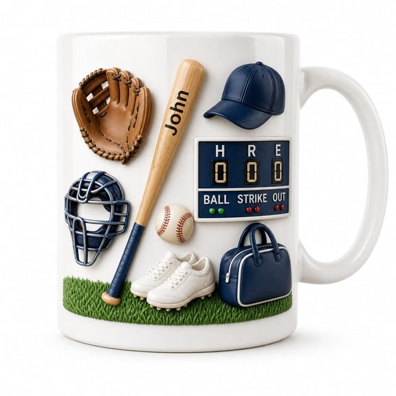 DTS TeeZworld Personalized Mug Baseball Ceramic Coffee Cup for Players Fans