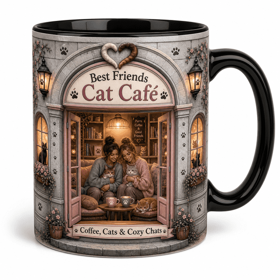 DTS TeeZworld Personalized Mug Best Friends Cat Cafe Gift