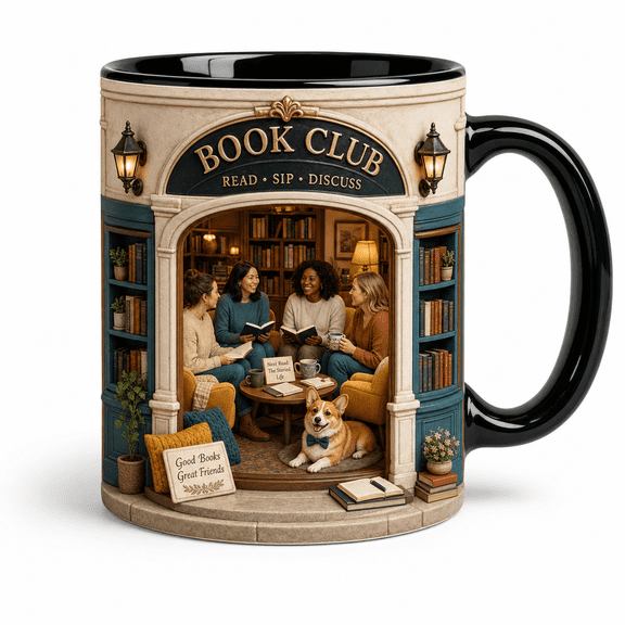 DTS TeeZworld Personalized Mug Book Club Corgi Reading Gift