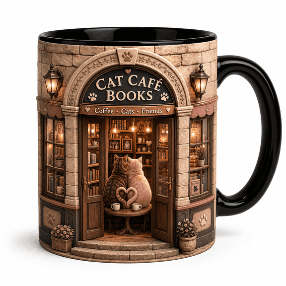 DTS TeeZworld Personalized Mug Cat Cafe Books Design
