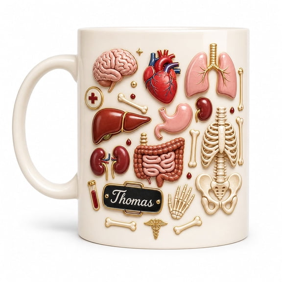 DTS TeeZworld Personalized Mug Human Anatomy Ceramic Coffee Cup Medical Audience