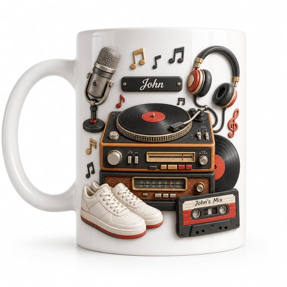 DTS TeeZworld Personalized Mug Retro Music Ceramic Coffee Cup for Hip Hop Fans