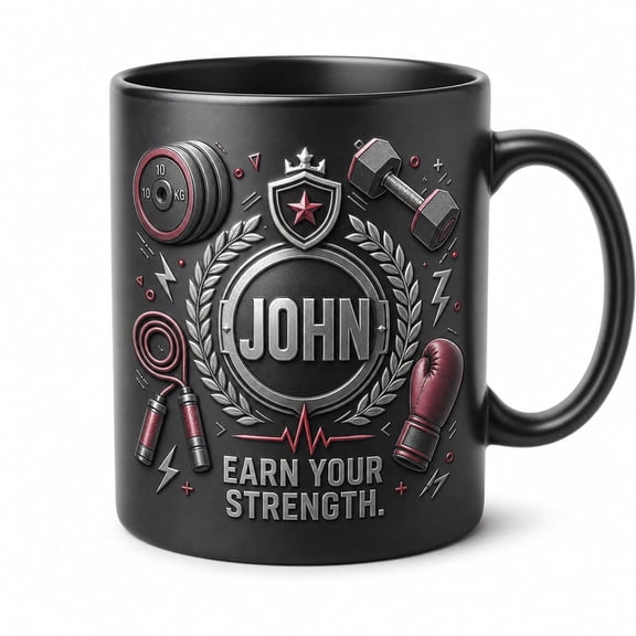 DTS TeeZworld Personalized Mug Strength Training Ceramic Coffee Cup Fitness Gift