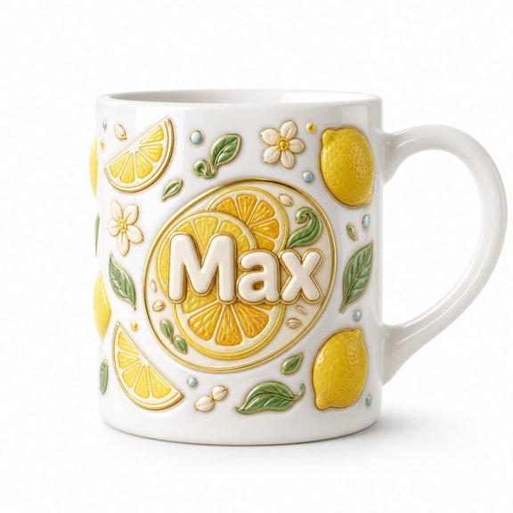 DTS TeeZworld Personalized Name Mug Lemon Ceramic Kitchen Decor