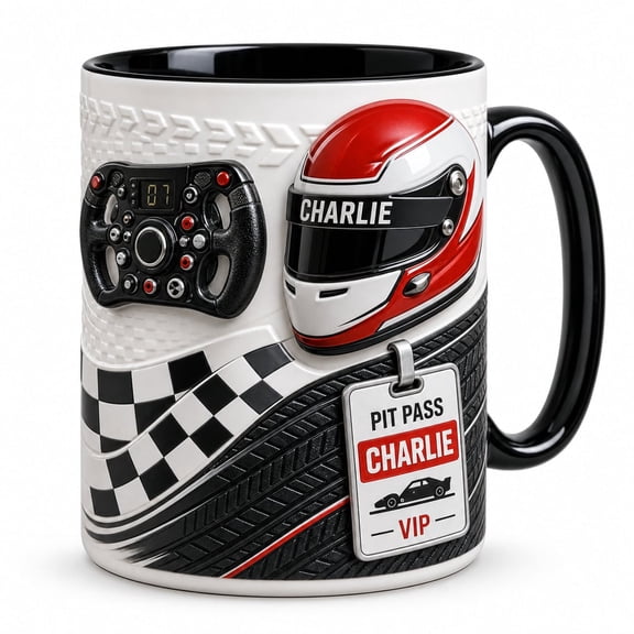 DTS TeeZworld Personalized Racing Mug Custom Name Ceramic Coffee Cup Motorsport Gift