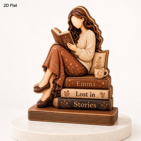 DTS TeeZworld Personalized Reading Wooden Plaque Custom Name Shelf Gift for Home Decor